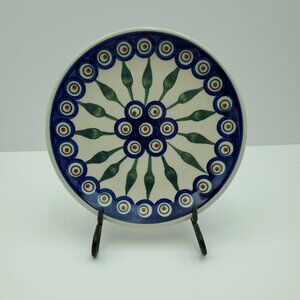 Polish Pottery Peacock Leaves Dessert Plate Peacock Salad Plate